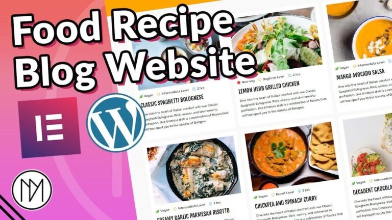 Create a dynamic food recipe blog using WordPress with Elementor and ACF in 2024.