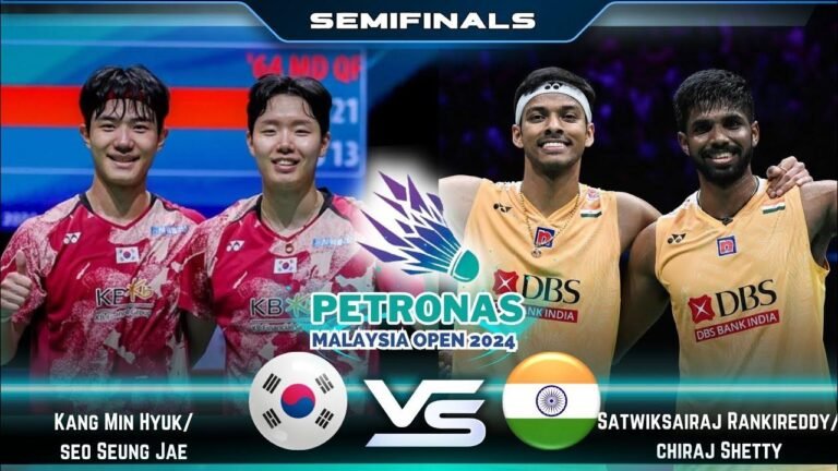 Kang Min Hyuk and Seo Seung Jae take on Satwiksairaj Rankireddy and Chirag Shetty at the PETRONAS Malaysia Open 2024.