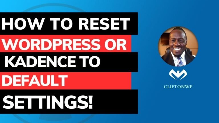 How to easily reset WordPress or Kadence to default settings! Resetting made super simple!