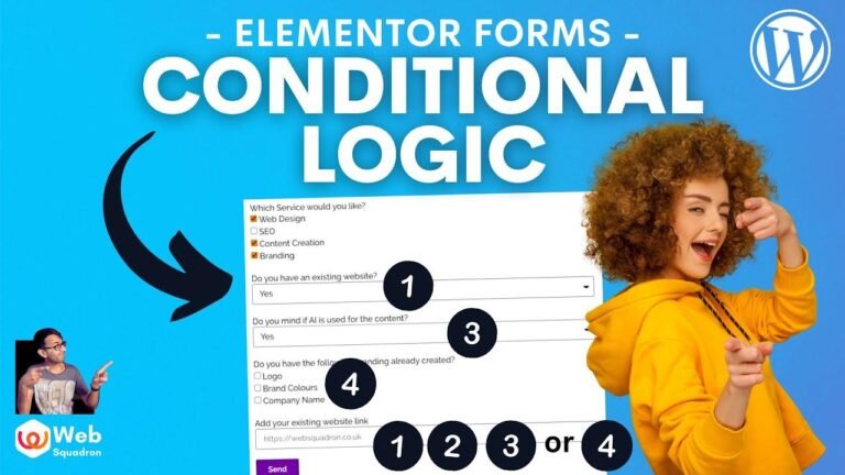 Free code for WordPress tutorial on using conditional logic in Elementor Pro forms to create dynamic and interactive form experiences.