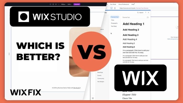 Comparison between Classic Wix and Wix Studio for an upgraded website.